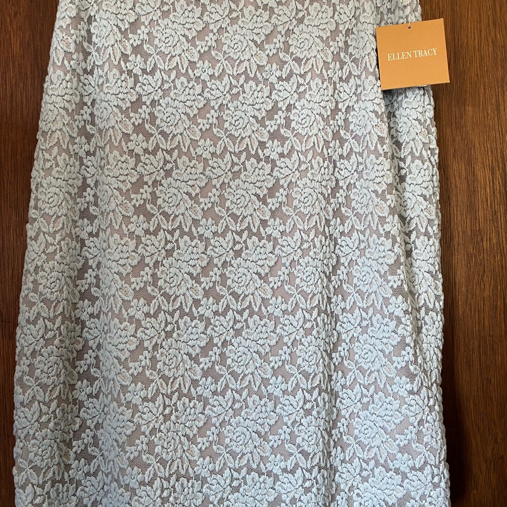 Ellen Tracy light green teal lace skirt - large